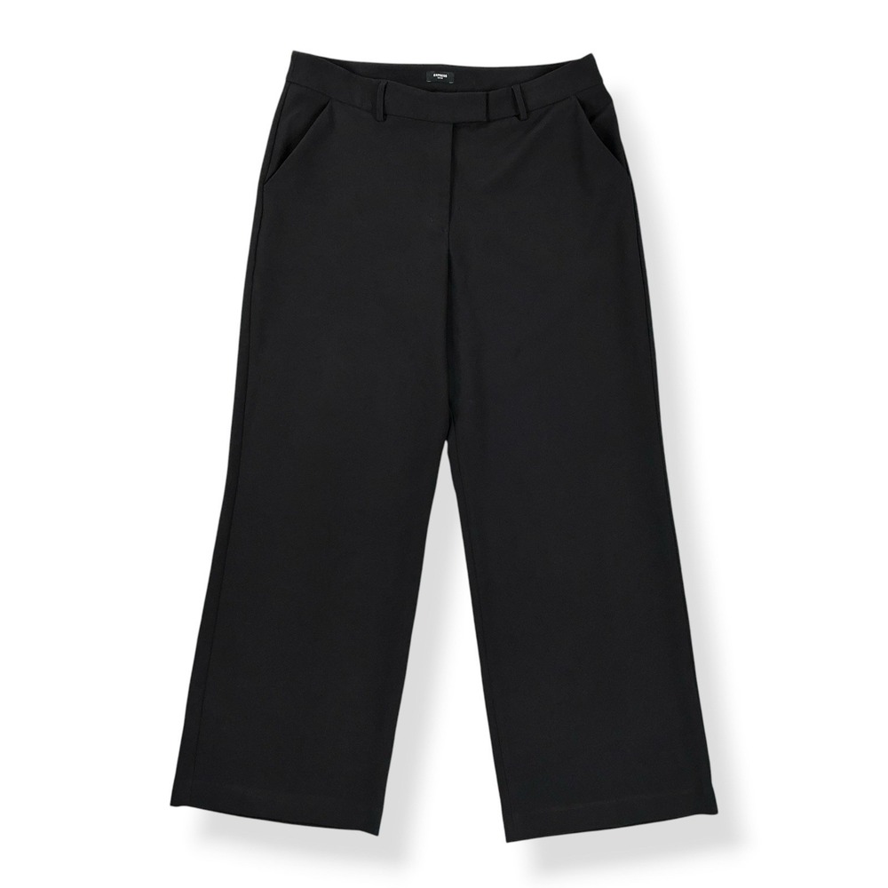 Express Pants Women 14 (34x30.5) Black Editor Relaxed Trouser Mid Rise Straight